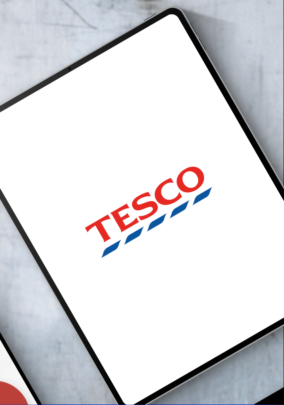 tesco logo on an iPad